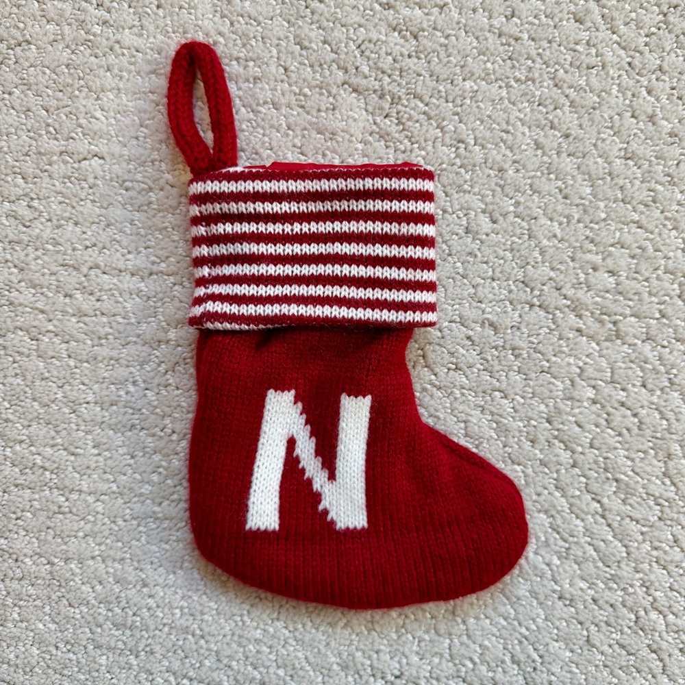 Red and White Striped “N” Kids Mini Stocking